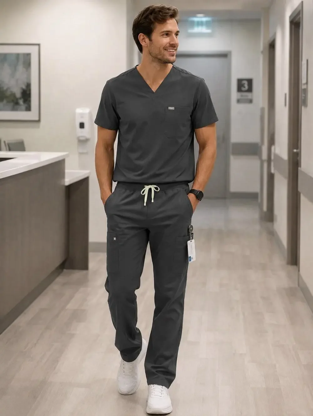 FIGS Axiom Cargo Scrub Pants Technical Collection Green Po 2493 31” Inseam Sz M